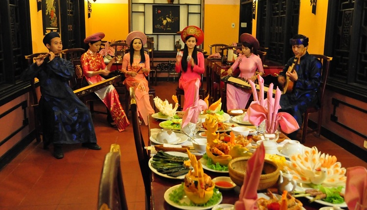royal meal of hue in vietnamese culinary at the table